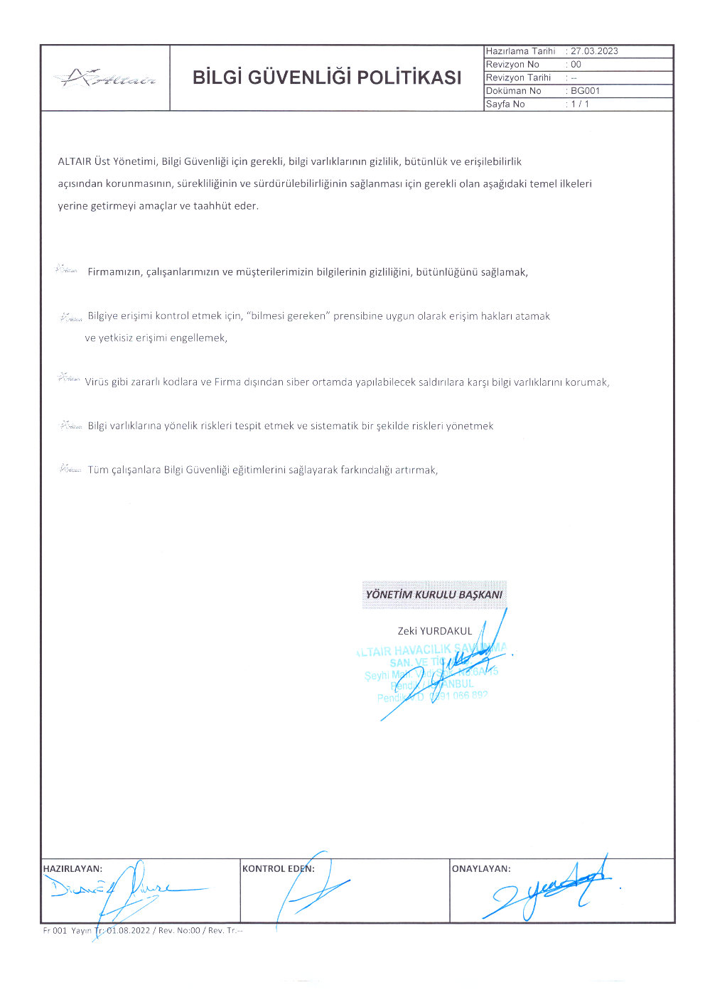 Bilgi Güvenliği Politikası